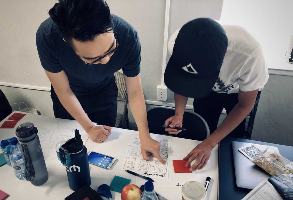 My partner and I creating low-fidelity prototypes My partner and I creating low-fidelity prototypes